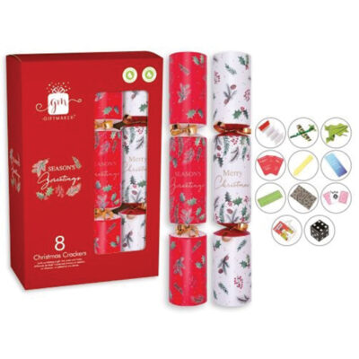 Giftmaker 10 Red & White Tree Christmas Crackers