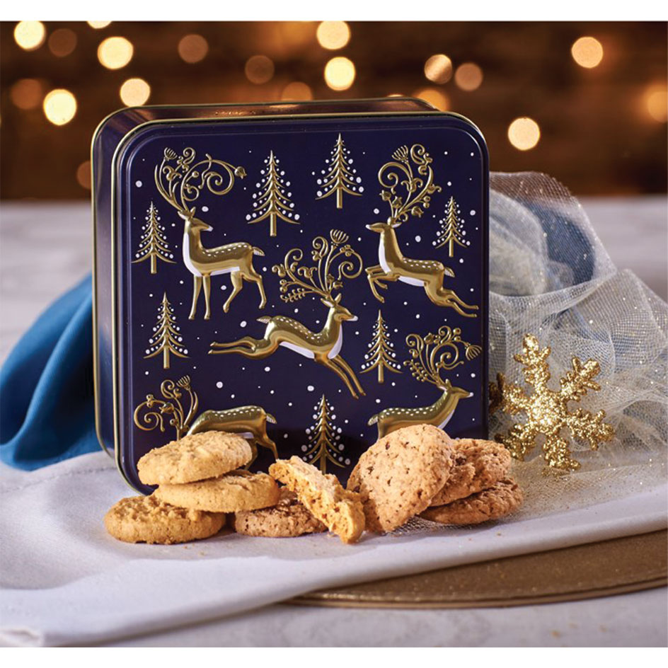Grandma Wild’s Embossed Golden Stags with Christmas Trees 160g