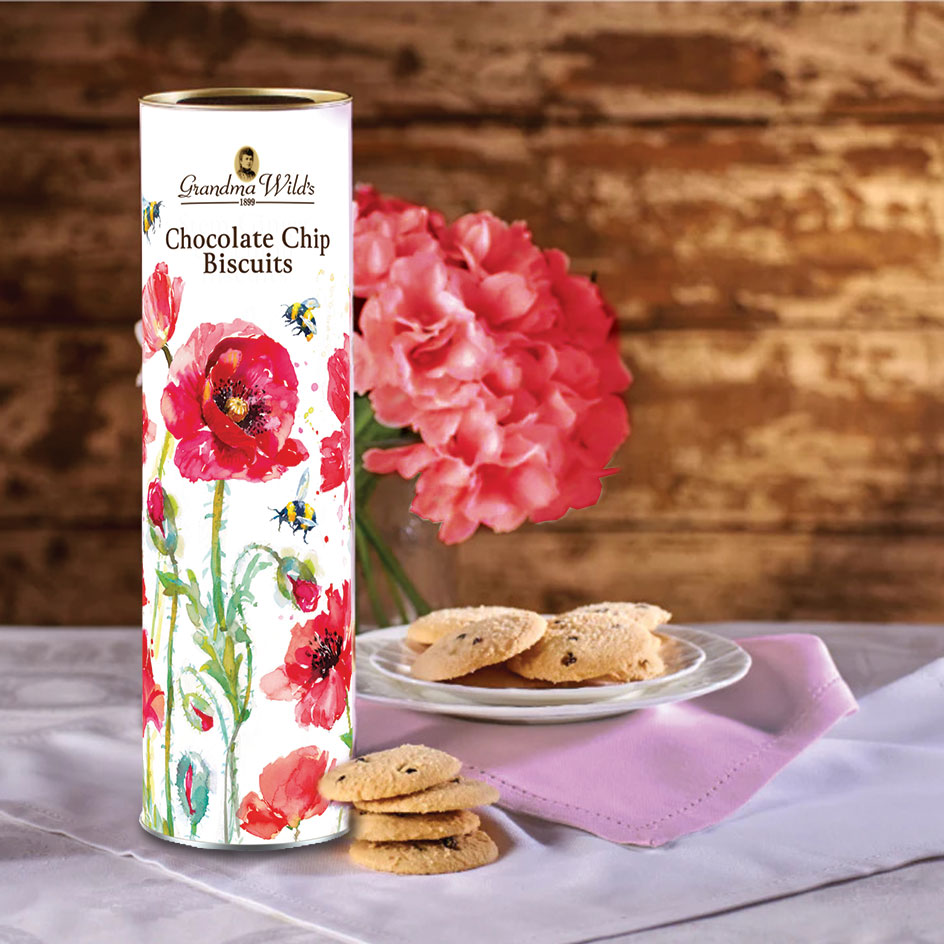Grandma Wild’s Poppies & Bee Chocolate Chip Biscuits Giant Tube 200g
