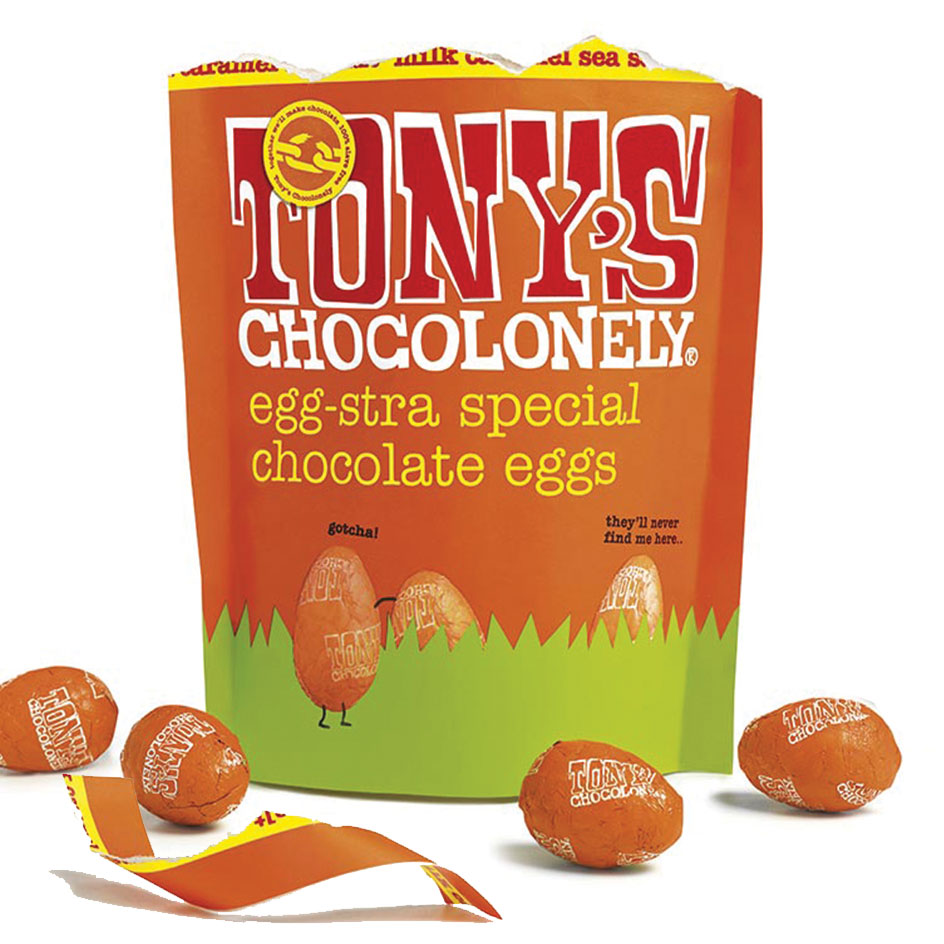 Tony’s Chocolonely Milk Chocolate Caramel Sea Salt Eggs Pouch 178g