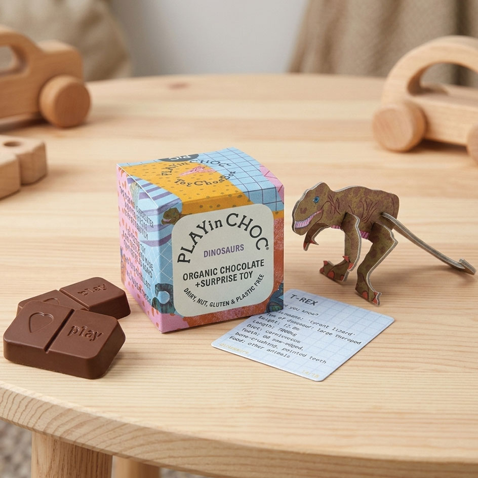 Playin Choc Dinosaurs Organic Chocolate + Surprise Toy 20g